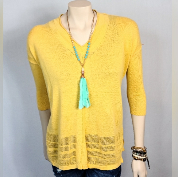 Rachel Zoe Sweaters - Rachel Zoe Yellow Linen Blend V-neck Sweater SZ XS